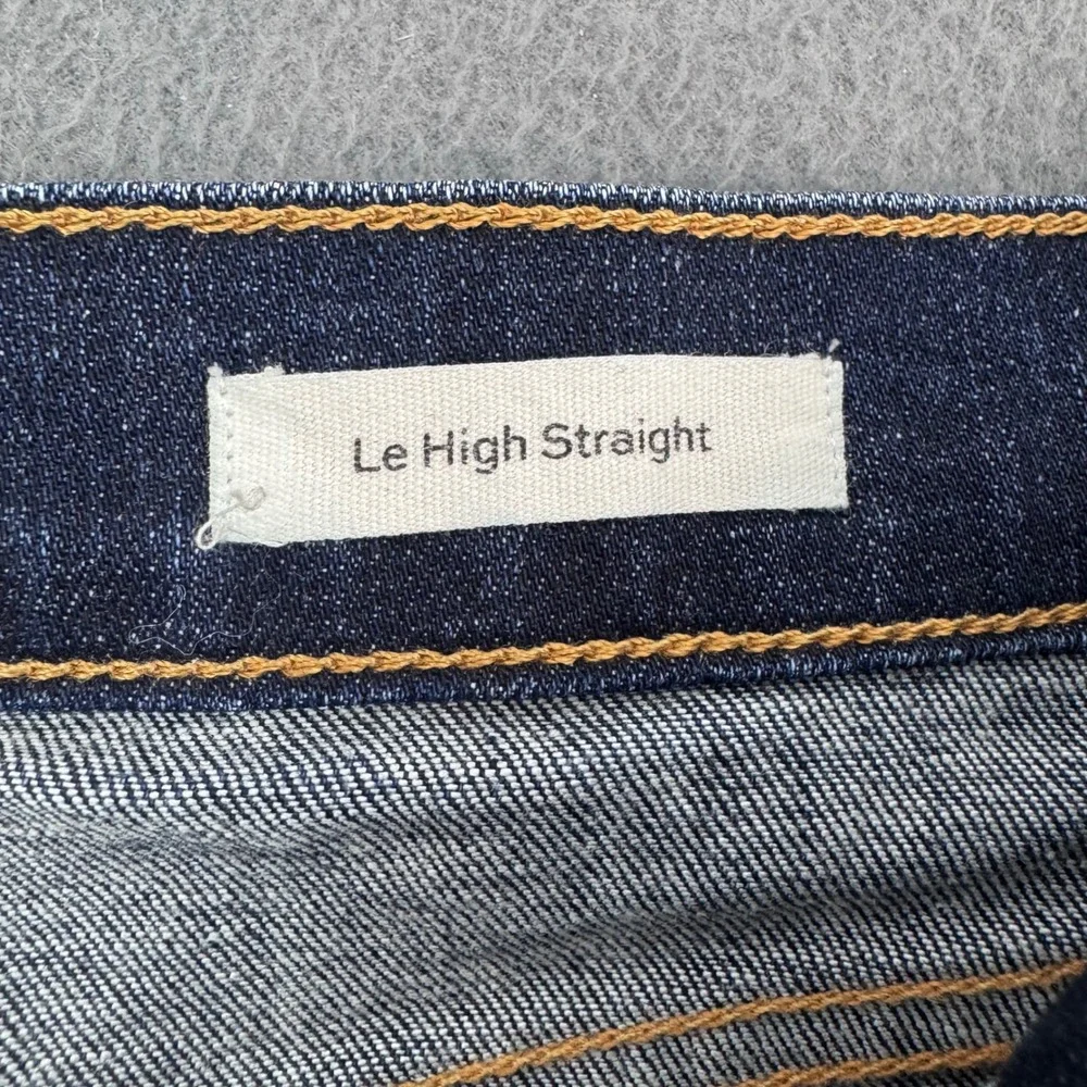 Frame Le High Straight Jeans Womens 31 Blue Meribel Snap Ankle Slit LHSTSA148